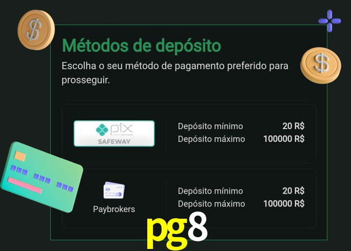 O cassino pg8 oferece uma grande variedade de métodos de pagamento